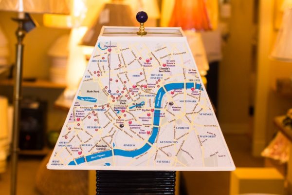 Map of London used to create a custom lampshade