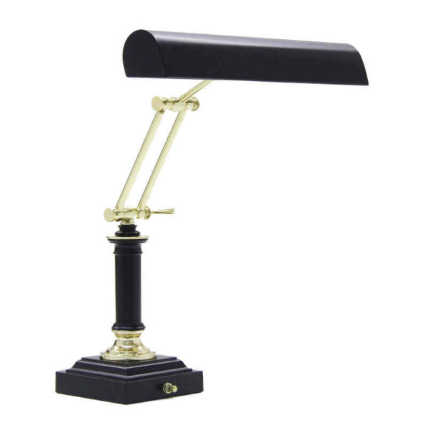 14" Black/Polished Brass Piano Lamp