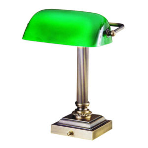 Shelburne Brass and Green Glass Desk Lamp