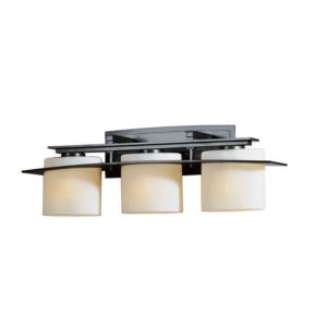 Hubbardton Forge Arc Ellipse 3-Light Wall Sconce in Dark Smoke with Opal Glass