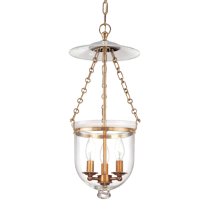 252-AGB-C1_Hudson Valley Hampton 3-Light Lantern and Pendant in Clear Glass with Aged Brass Accents
