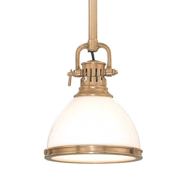 2621-AGB_Hudson Valley Randolph Single Light Adjustable Pendant in Opal Glass and Aged Brass