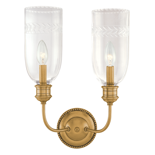 292-AGB_Hudson Valley Lafayette 2-Light Wall Sconce in an Aged Brass Finish