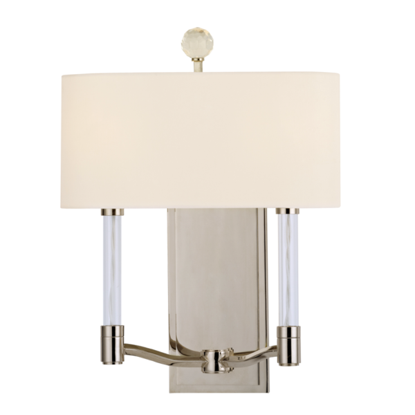 3002-PN_Hudson Valley Waterloo 2-Light Crystal and Acrylic Wall Sconce in a Polished Nickel Finish