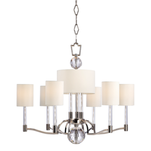 3006-PN_Hudson Valley Waterloo 9-Light Crystal and Acrylic Chandelier in a Polished Nickel Finish