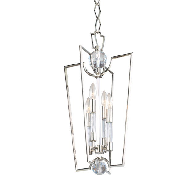 Hudson Valley Waterloo 4-Light Crystal and Acrylic Chandelier and Pendant in a Polished Nickel Finish