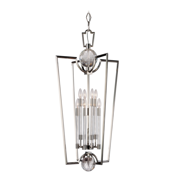 3022-PN_Hudson Valley Waterloo 8-Light Crystal Chandelier and Pendant in a Polished Nickel Finish