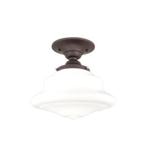 3409F-OB_Hudson Valley Petersburg Single Light Semi-Flush Mount Ceiling Fixture with an Opal Glass and Old Bronze Accents