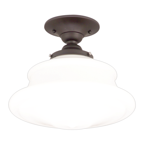 3412F-OB_Hudson Valley Petersburg Single Light Semi-Flush Ceiling Fixture in an Opal Glass Shade with Old Bronze Accents
