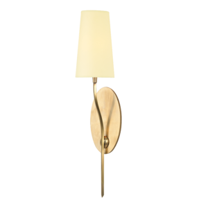 3711-AGB_Hudson Valley Rutland Single Light Wall Sconce in an Aged Brass Finish with a Cream Paper Shade