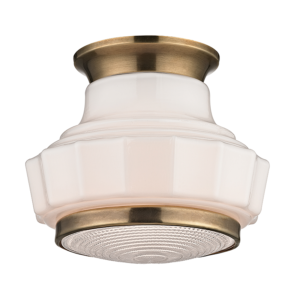 3809F-AGB_Hudson Valley Odessa Single Light Flush Mount Ceiling Fixture in Milk Glass and Aged Brass