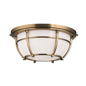 4112-AGB_Hudson Valley Conrad 2-Light Flush Mount Ceiling Fixture in an Aged Brass Finish