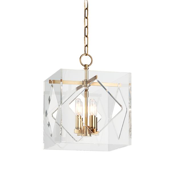 5912-AGB_Hudson Valley Travis 4-Light Acrylic Pendant with Aged Brass Accents