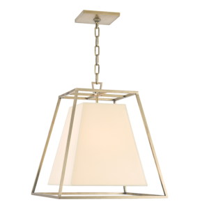 6917-AGB_Hudson Valley Kyle Chandelier and Pendant with an Aged Brass Cage and an Eco Paper Shade