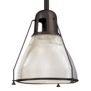 7308-OB_Hudson Valley Haverhill Single Light Pendant in an Old Bronze Finish with a Textured Glass Shade