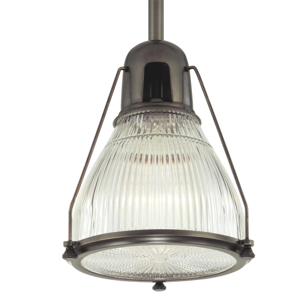 7311-OB_Hudson Valley Haverhill Single Light Pendant in an Old Bronze Finish with a Textured Glass Shade