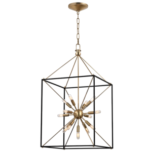 8920-AGB_Hudson Valley Glendale 13-Light Square Pendant in an Aged Brass Finish