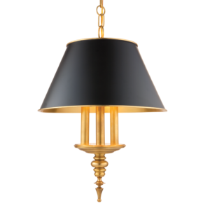 9521-AGB_Hudson Valley Cheshire 3-Light Pendant in an Aged Brass Finish with a Black Metal Lampshade