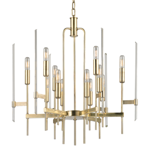 9912-AGB_Hudson Valley Bari 12-Light Chandelier in an Aged Brass Finish