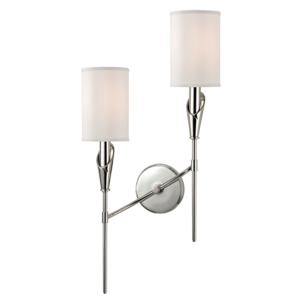 1312L-PN_Hudson Valley Tate 2-Light Wall Sconce in a Polished Nickel Finish