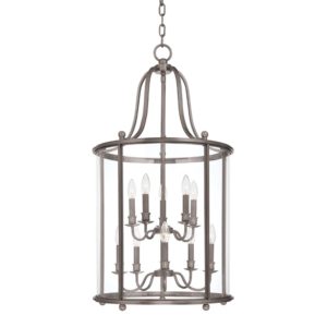 1320-AN_Hudson Valley Mansfield 10-Light Lantern and Pendant in an Antique Nickel Finish