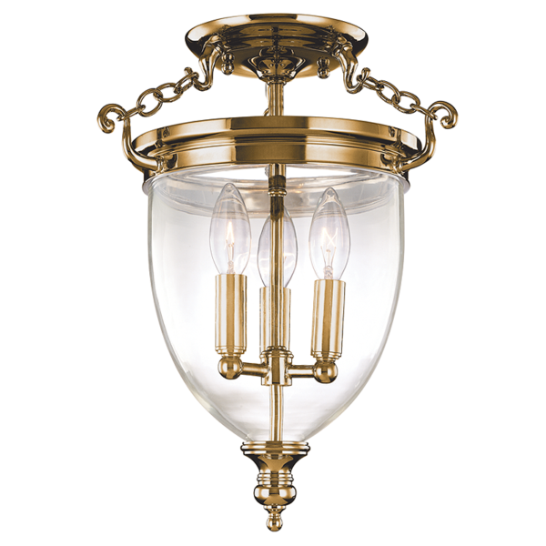 140-AGB_Hudson Valley Hanover 3-Light Semi-Flush Ceiling Mount Fixture in an Aged Brass Finish