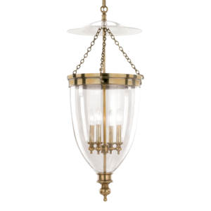 143-AGB_Hudson Valley Hanover 4-Light Pendant and Lantern in an Antique Brass Finish