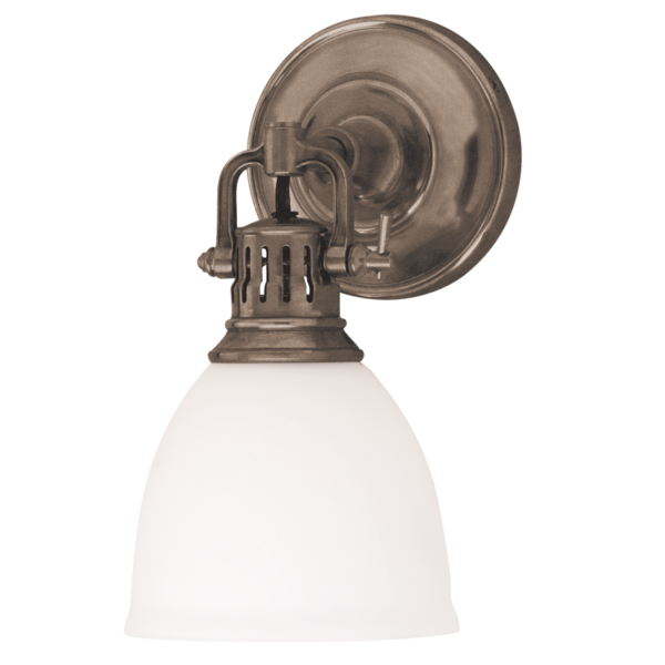 2201-HB_Hudson Valley Pelham Single Light Opal Glass Wall Sconce with Historic Bronze Accents