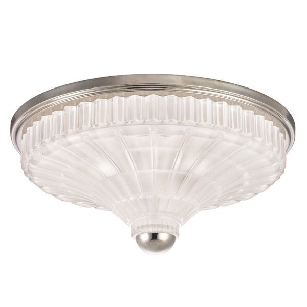 2516-PN_Hudson Valley Paris 3-Light Flush Mount Ceiling Fixture in Textured Glass with Polished Nickel Accents