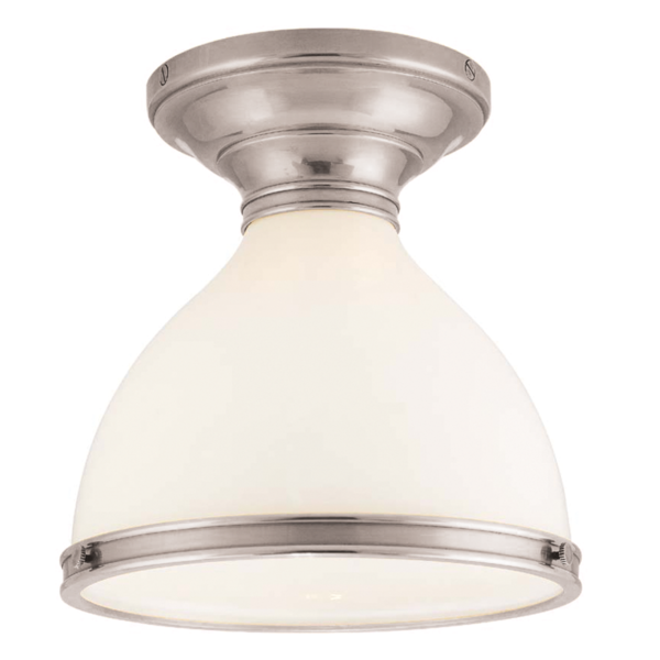 2612-SN_Hudson Valley Randolph Single Light Semi-Flush Mount Ceiling Fixture in Opal Glass with Satin Nickel Accents