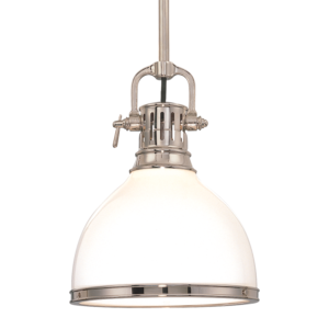 2623-PN_Hudson Valley Randolph Single Light Adjustable Pendant in Opal Glass and Polished Nickel