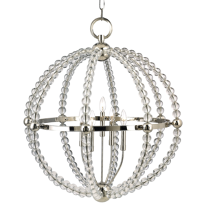 3130-PN_Hudson Valley Danville 5-Light Orb Chandelier in a Polished Nickel Finish with Glass Beads