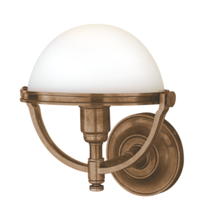 3301-HB_Hudson Valley Stratford Single Light Wall Sconce in Opal Glass with Historic Bronze Accents