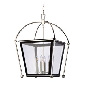 3618-PN_Hudson Valley Hollis 4-Light Pendant in a Polished Nickel Finish with Black Accents