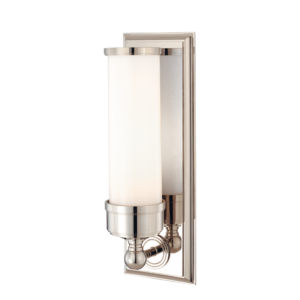 371-PN_Hudson Valley Everett Single Light Round Glass Bath Sconce in a Polished Nickel Finish