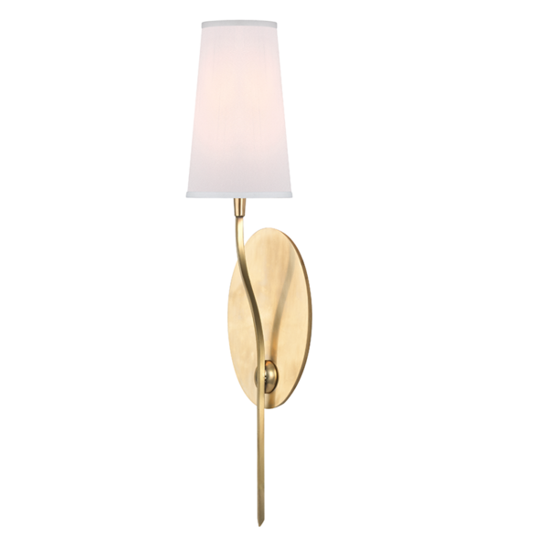 3711-AGB-WS_Hudson Valley Rutland Single Light Wall Sconce in an Aged Brass Finish with a White Linen Shade
