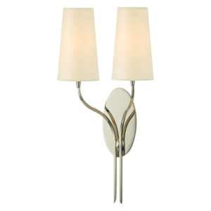 3712-PN_Hudson Valley Rutland 2-Light Wall Sconce in an a Polished Nickel Finish with a Cream Paper Shade
