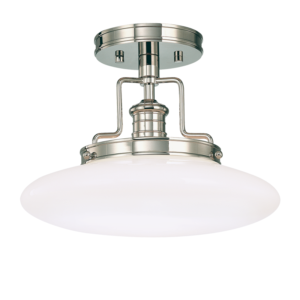 4202-PN_Hudson Valley Beacon Single Light Semi-Flush Mount Ceiling Fixture in Opal Glass with Polished Nickel Accents