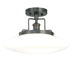 4205-OB_Hudson Valley Beacon Single Light Semi-Flush Mount Ceiling Fixture in Opal Glass with Old Bronze Accents