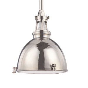 4614-PN_Hudson Valley Massena Single Light Pendant with a Metal Shade in a Polished Nickel Finish