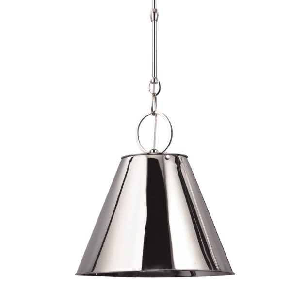 5519-PN_Hudson Valley Altamont Single Light Pendant in a Polished Nickel Finish with a Metal Cone Shade