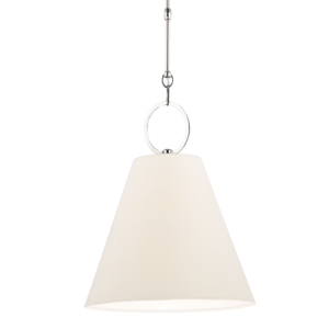 5618-PN_Hudson Valley Altamont Single Light Pendant in a Polished Nickel Finish with a Paper Shade