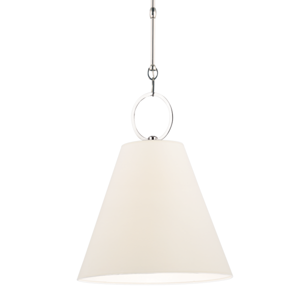5618-PN_Hudson Valley Altamont Single Light Pendant in a Polished Nickel Finish with a Paper Shade