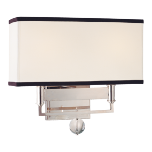 5642-PN_Hudson Valley Gresham Park 2-Light Rectangular Wall Sconce with a Drum Shade and Polished Nickel Metal