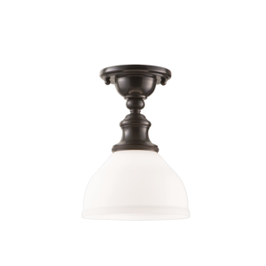 5911F-OB_Hudson Valley Sutton Single Light Semi-Flush Ceiling Fixture in Opal Glass with Old Bronze Accents
