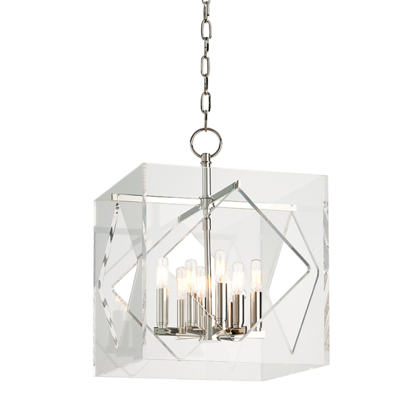 5916-PN_Hudson Valley Travis 8-Light Acrylic Pendant with Polished Nickel Accents