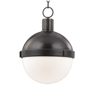 615-OB_Hudson Valley Lambert Single Light Pendant in an Old Bronze Finish with Opal Glass