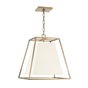 6917-AGB_Hudson Valley Kyle Chandelier and Pendant with an Aged Brass Cage and an Eco Paper Shade
