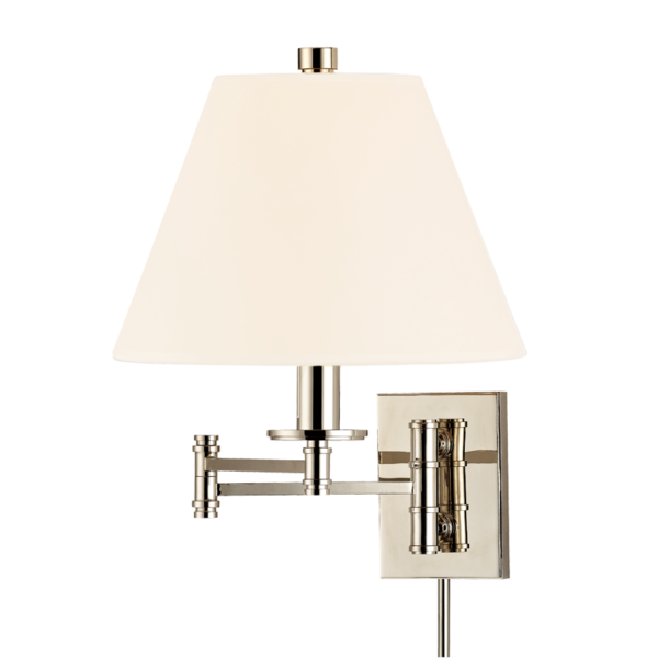 7721-PN-WS_Hudson Valley Claremont Single Light Wall Swing Arm Lamp in a Polished Nickel Finish