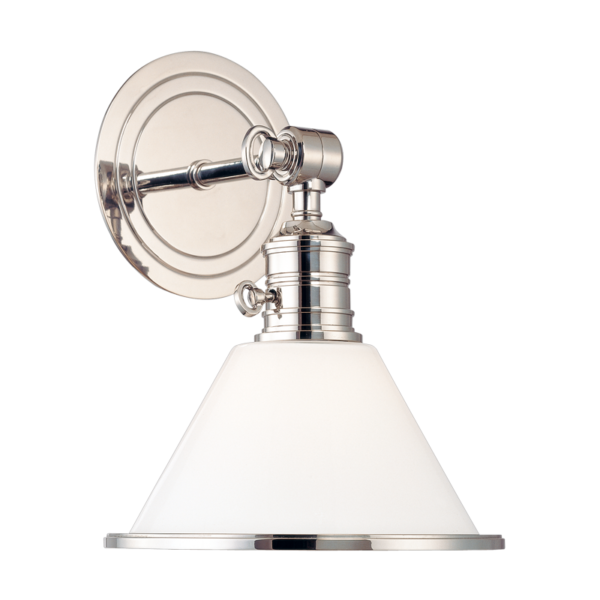 8331-PN_Hudson Valley Garden City Single Light Wall Sconce in a Polished Nickel Finish with an Opal Glass Shade